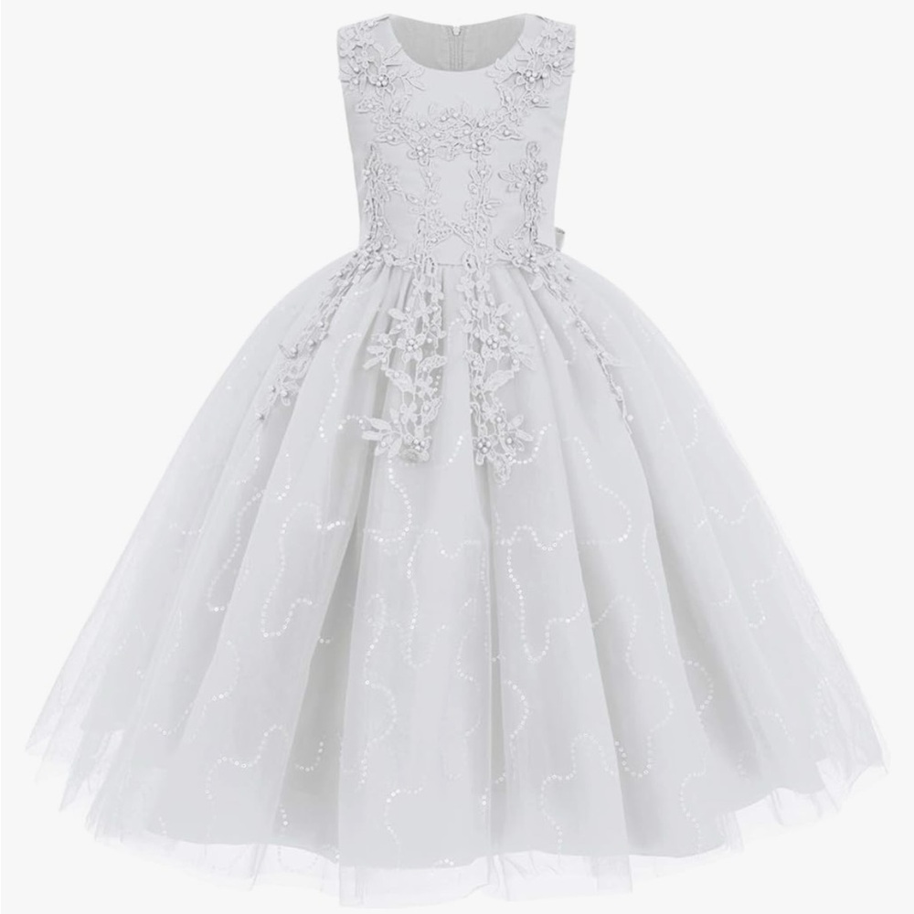 White Flower Girl or First Communion Dress